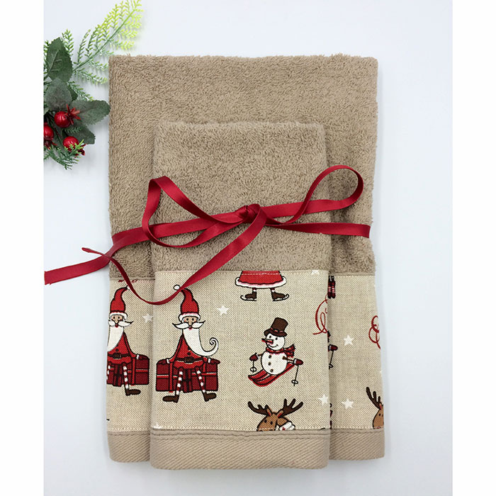 Πετσέτες Χριστουγεννιάτικες καφέ | Σετ 2 τεμαχίων