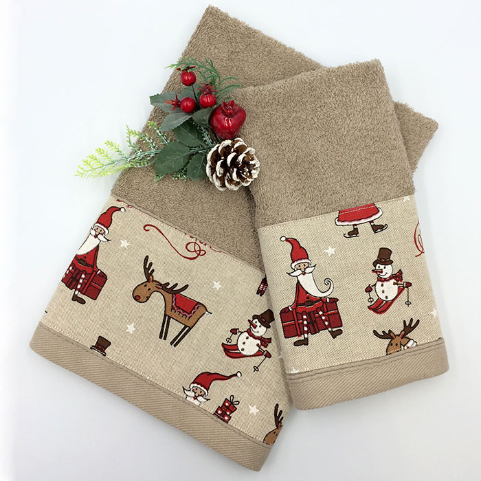 Πετσέτες Χριστουγεννιάτικες καφέ | Σετ 2 τεμαχίων