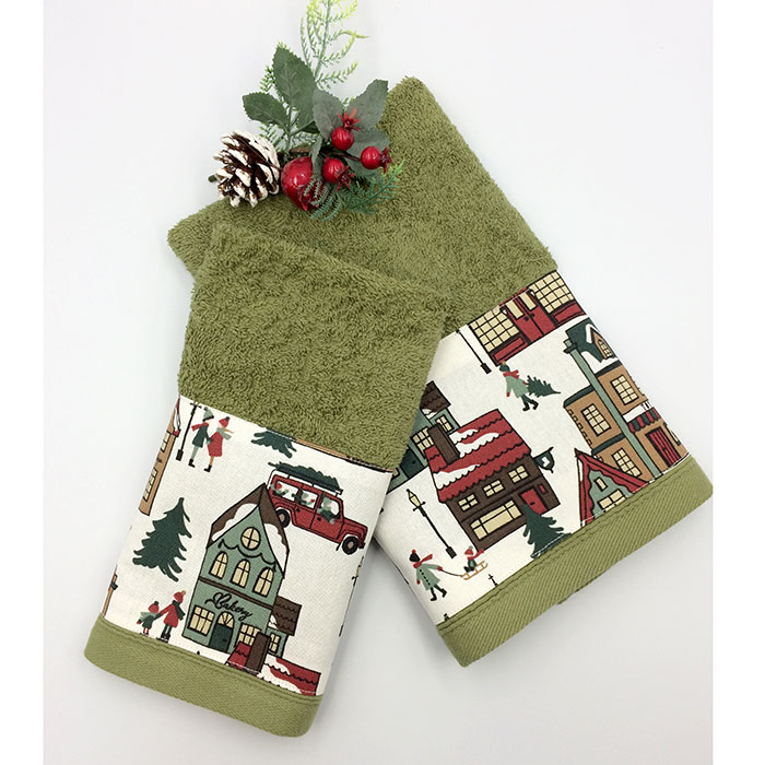 Χριστουγεννιάτικες Πετσέτες Μπάνιου Λαδί