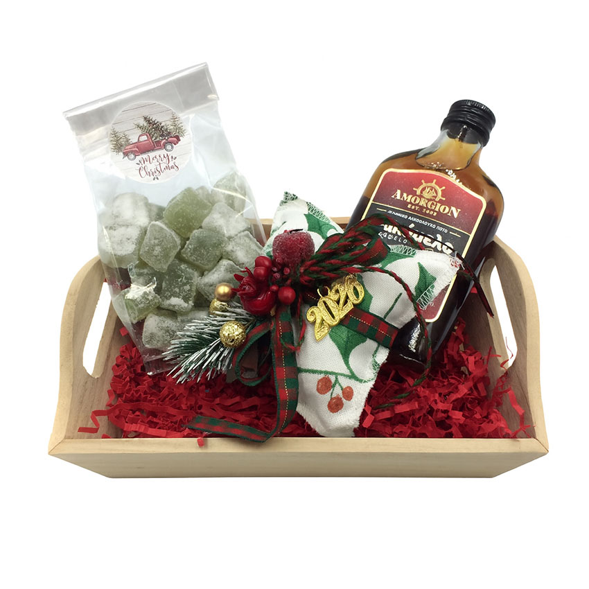 Χριστουγεννιάτικο Ξύλινο Καλάθι Δώρου