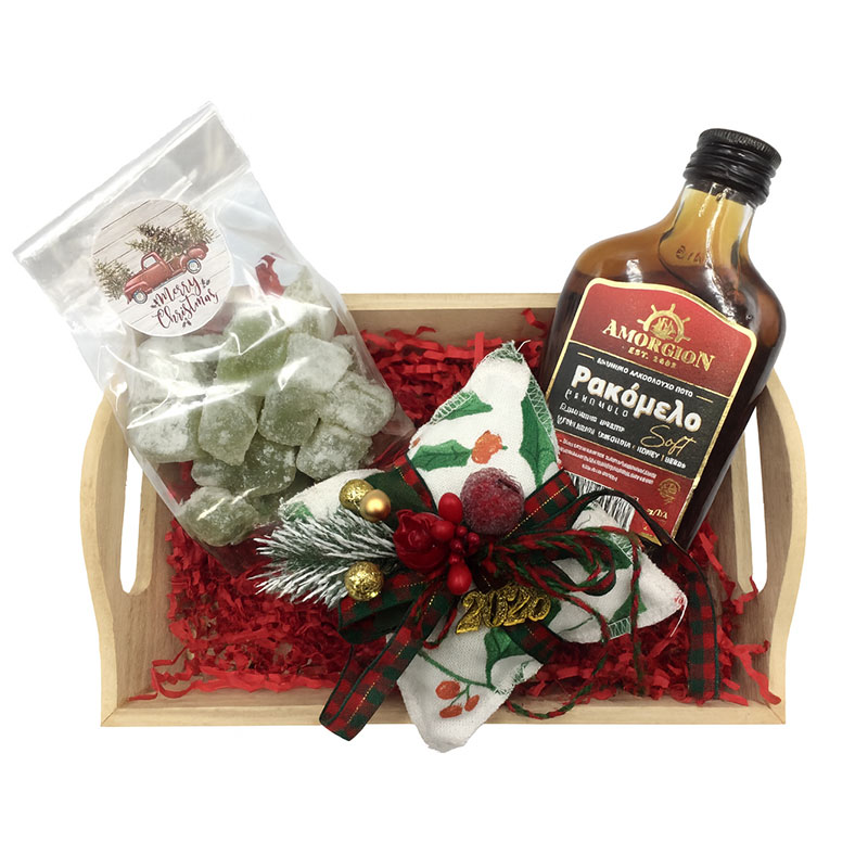 Χριστουγεννιάτικο Ξύλινο Καλάθι Δώρου