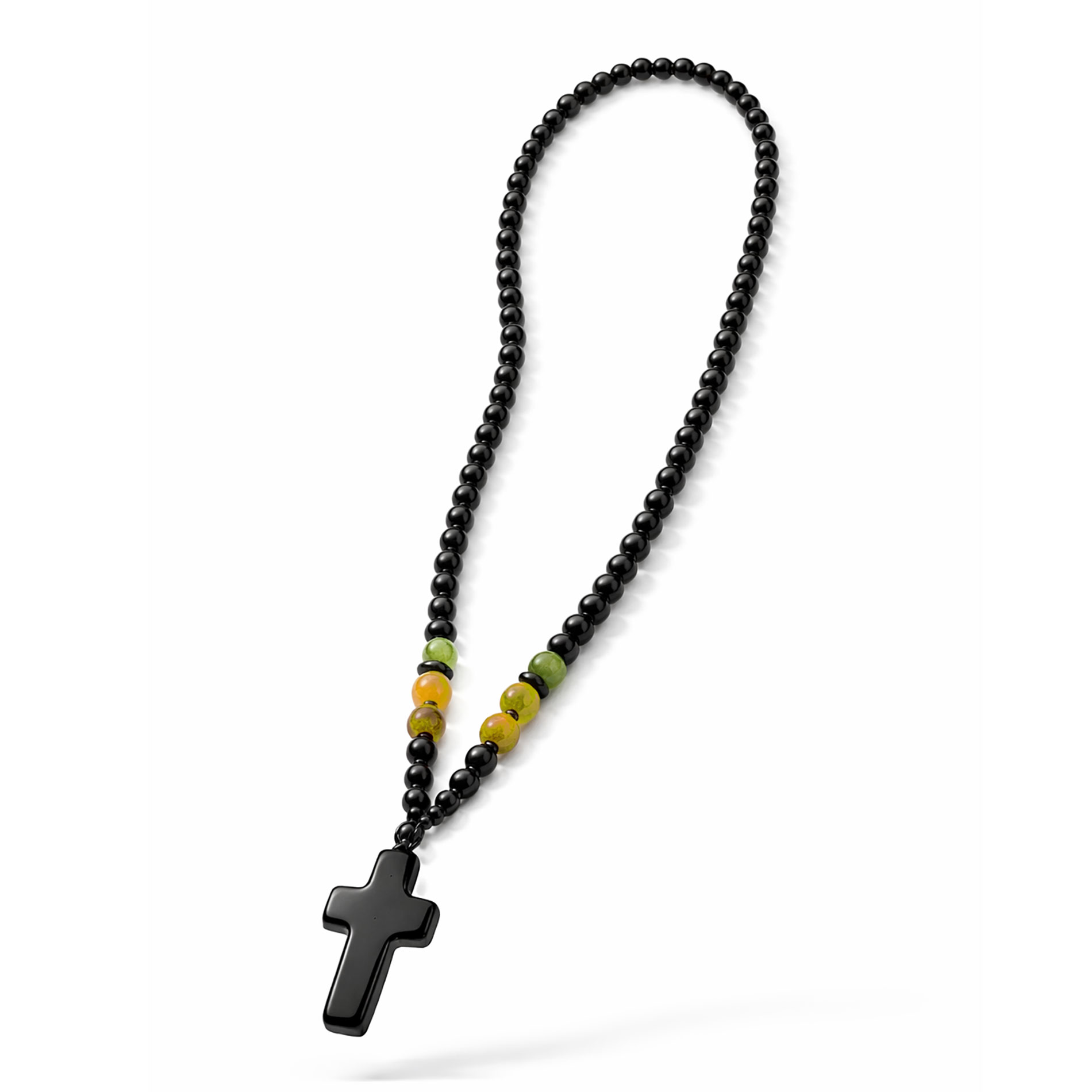 Σταυρός Λαιμού με Μαύρες και Πολύχρωμες Χάντρες