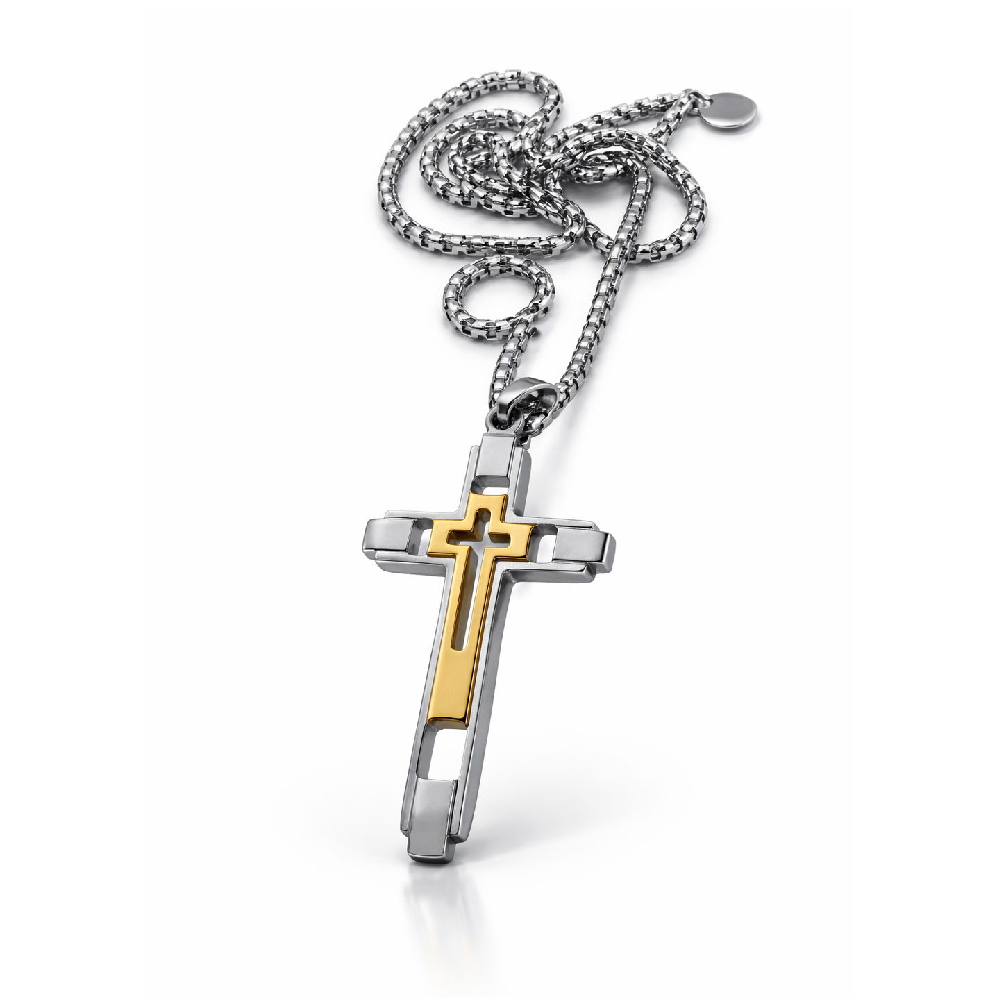 Σταυρός από Ατσάλι Δίχρωμος με Αλυσίδα