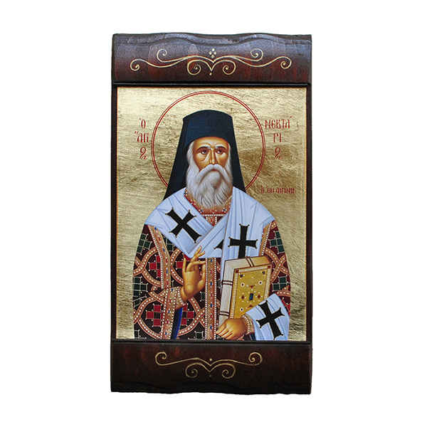 Εικόνα Αγίου Νεκταρίου με φύλλο χρυσού